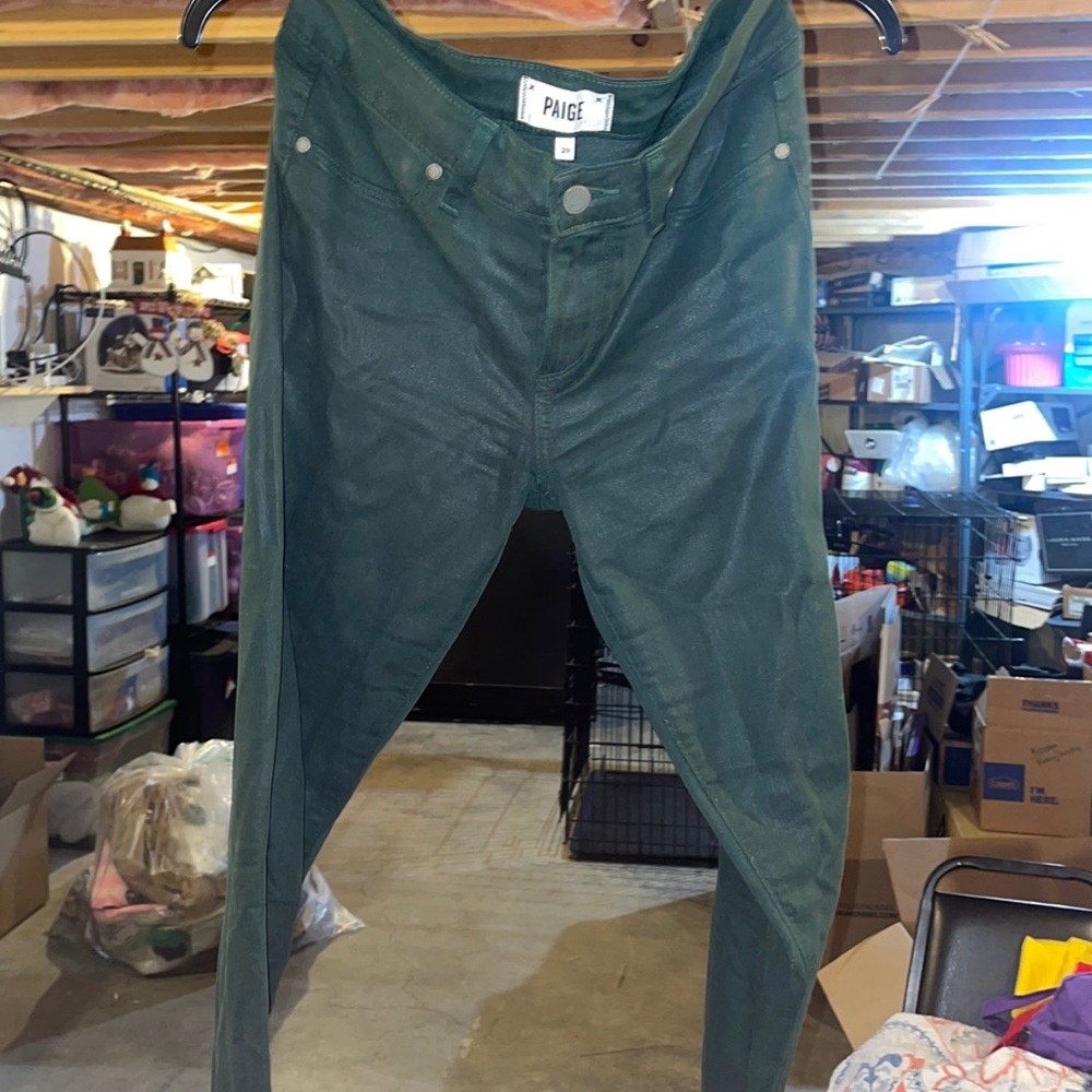 Dark green pleather jeans